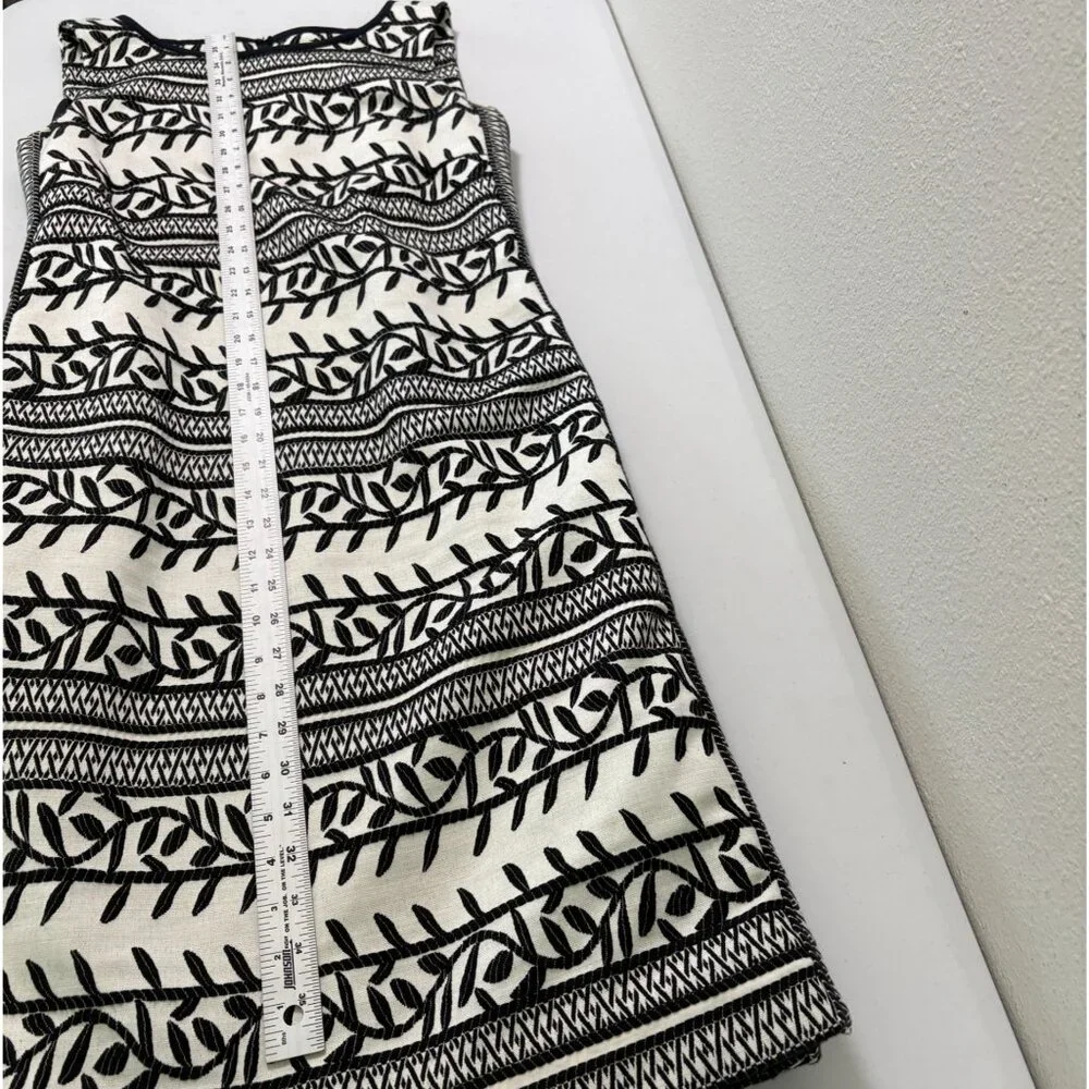 Tory Burch Laurie Embroidered Convertible Sheath‎ Dress Size 6 Black White Vines